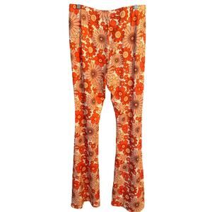 Retro Stretchy Flare Floral Pants - Size Medium